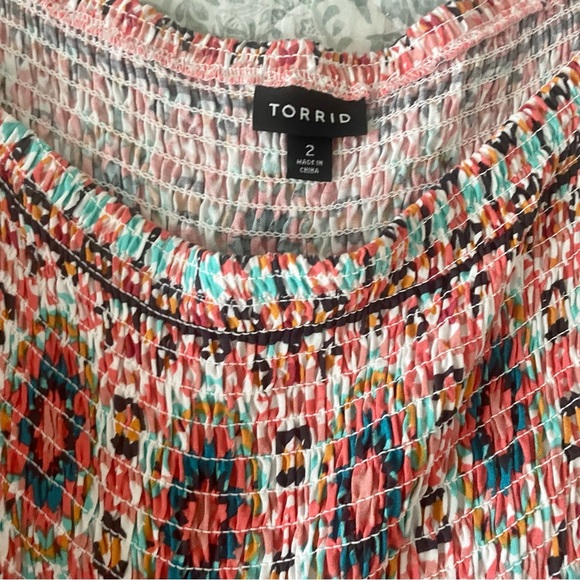 Torrid Smocked Mosaic Print Baby Doll Dress - Picture 6 of 10